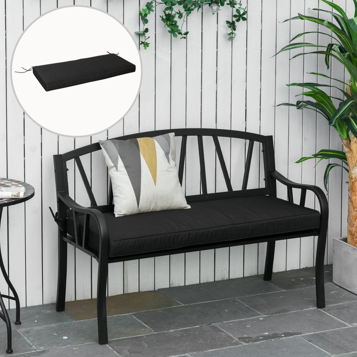 The Range | Outsunny Garden Bench Cushion Loveseat Seat Pad for 2 Seaters - Black Outsunny Garden Bench Cushion Loveseat Seat Pad for 2 Seaters - Black