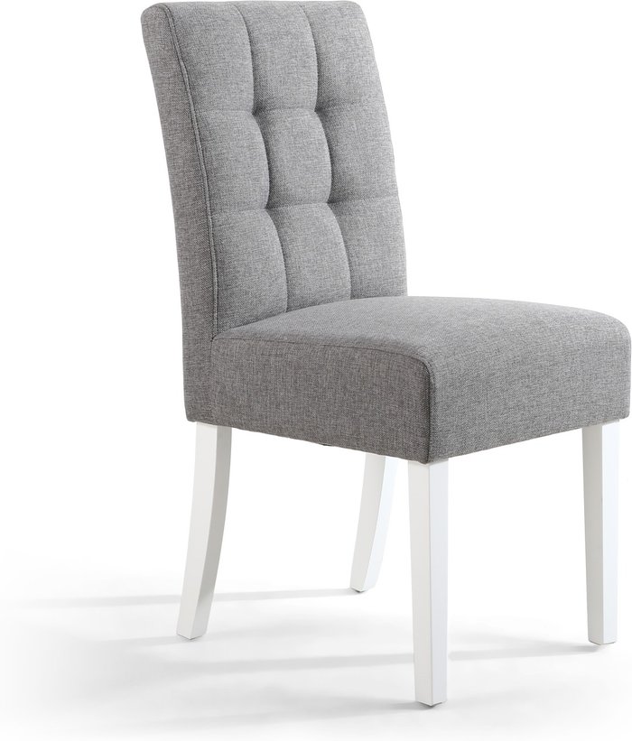 The Range | Shankar 2 x Shankar Moseley Stitched Waffle Linen Effect Silver Grey Dining Chairs With White Legs Shankar 2 x Shankar Moseley Stitched Waffle Linen Effect Silver Grey Dining Chairs With White Legs