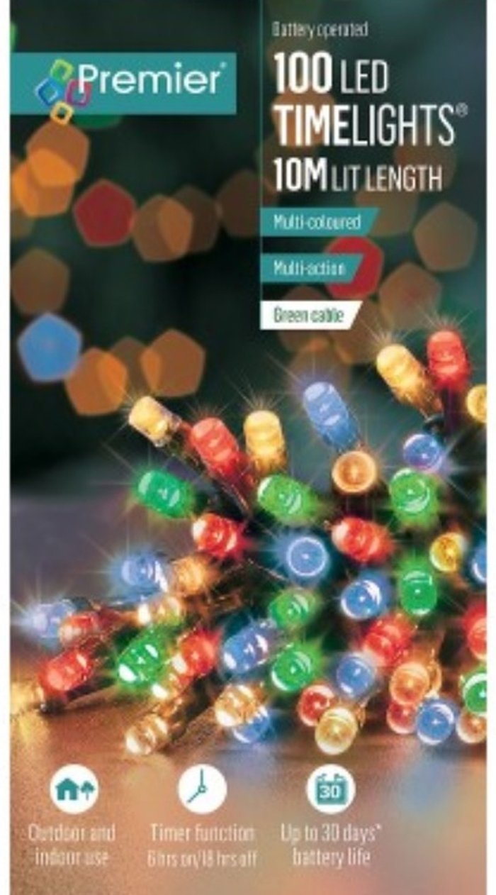 The Range | Premier 100 Multi Coloured Battery Timer lights - Multi Colour Premier 100 Multi Coloured Battery Timer lights - Multi Colour