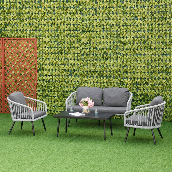 The Range | Outsunny 4 Piece Rattan Patio Sofa Set - Grey Outsunny 4 Piece Rattan Patio Sofa Set - Grey