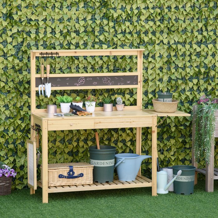 The Range | Outsunny Potting Bench Table Garden Work Bench - Natural wood finish Outsunny Potting Bench Table Garden Work Bench - Natural wood finish