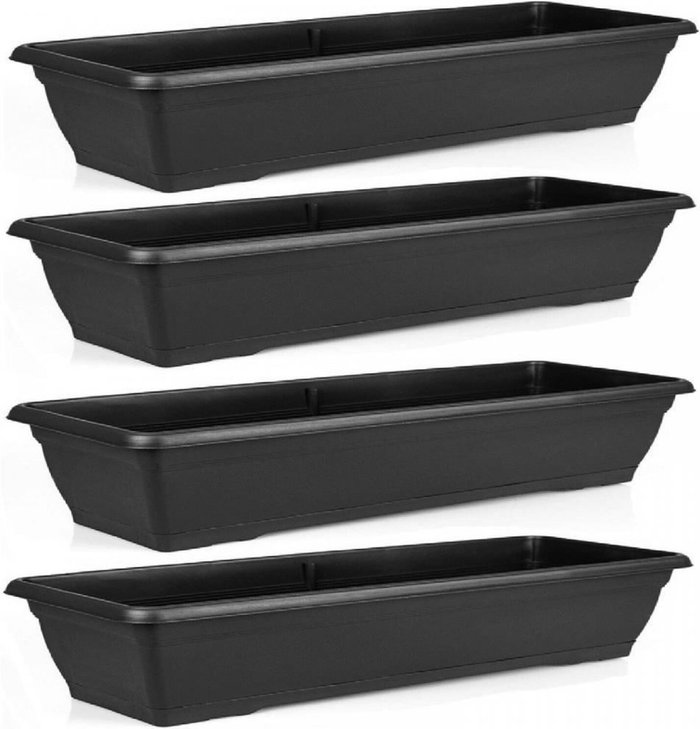 The Range | Gr8 Garden Large 72cm Plastic Trough Planter Set of 4 - Black Gr8 Garden Large 72cm Plastic Trough Planter Set of 4 - Black