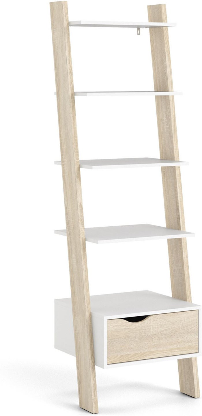 The Range | Furniture To Go Oslo Leaning 1-Drawer Bookcase - White and Oak Furniture To Go Oslo Leaning 1-Drawer Bookcase - White and Oak