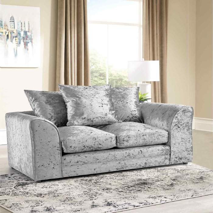 The Range | Simply Eleganza Mirana Modern Crush Velvet 2 Seater Sofa - Silver Simply Eleganza Mirana Modern Crush Velvet 2 Seater Sofa - Silver