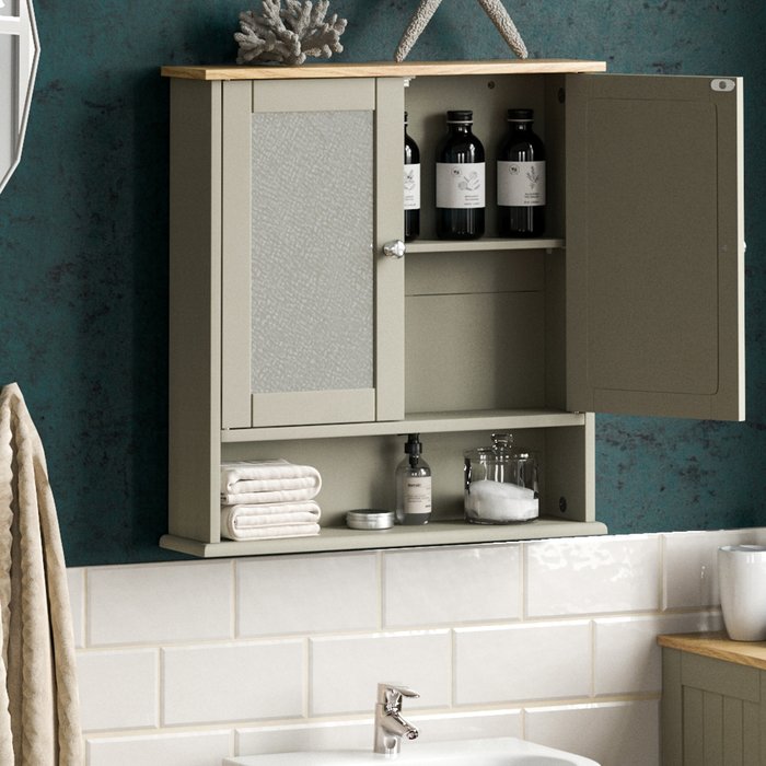 The Range | Priano 2 Door Mirrored Wall Cabinet With Shelf - Grey Priano 2 Door Mirrored Wall Cabinet With Shelf - Grey