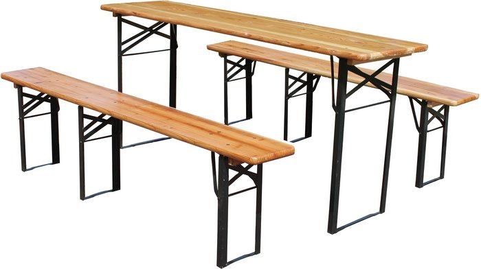 The Range | BIRCHTREE Outdoor Wooden Folding Beer Table Bench Set - Natural BIRCHTREE Outdoor Wooden Folding Beer Table Bench Set - Natural