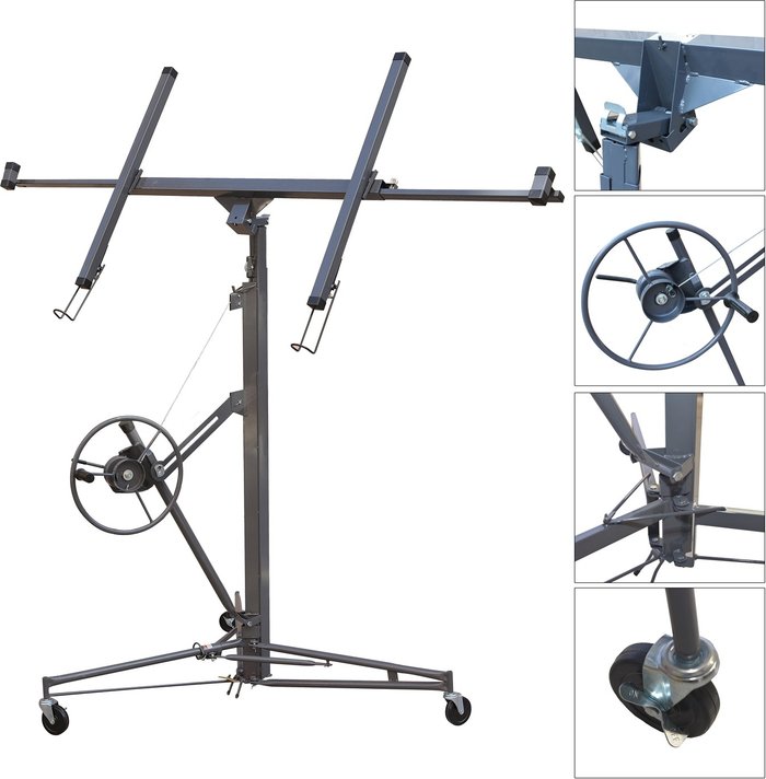 The Range | SwitZer Switzer 15Ft Lift Drywall Hoist Foldable Plasterboard Panel Sheet Lifter Caster - grey SwitZer Switzer 15Ft Lift Drywall Hoist Foldable Plasterboard Panel Sheet Lifter Caster - grey
