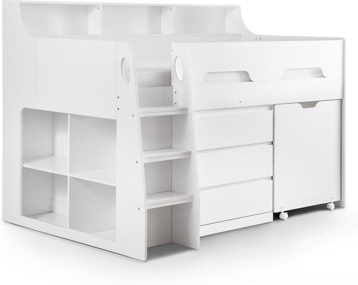 The Range | MADGE Madge - Children's Mid-Sleeper Storage Bed With Pull Out Desk - White - 3ft Single 90 x 190 MADGE Madge - Children's Mid-Sleeper Storage Bed With Pull Out Desk - White - 3ft Single 90 x 190