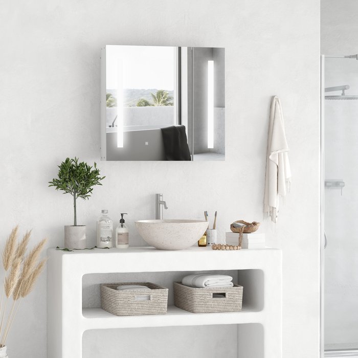 The Range | Kleankin Kleankin Led Illuminated Bathroom Mirror Cabinet With Lights With Adjustable Shelf/ Touch Switch And Usb Charge White Kleankin Kleankin Led Illuminated Bathroom Mirror Cabinet With Lights With Adjustable Shelf/ Touch Switch And Usb Charge White