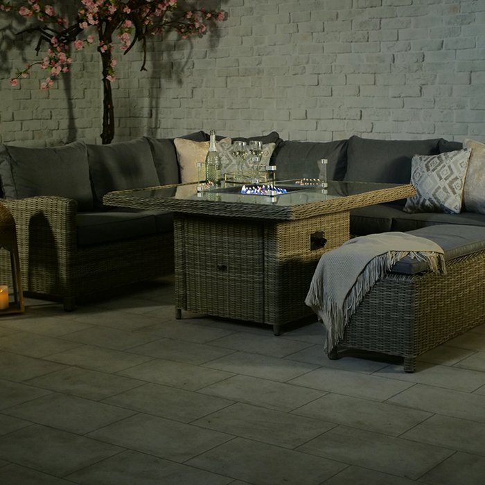 The Range | Royalcraft Wentworth 7 Piece Deluxe Modular Corner Lounge Set with Square Firepit Beige Royalcraft Wentworth 7 Piece Deluxe Modular Corner Lounge Set with Square Firepit Beige