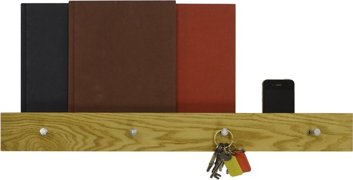 The Range | Techstyle Techstyle Ellis Wood Wall Mounted 2Ft / 60Cm Floating Shelf With 4 Hooks Oak Techstyle Techstyle Ellis Wood Wall Mounted 2Ft / 60Cm Floating Shelf With 4 Hooks Oak