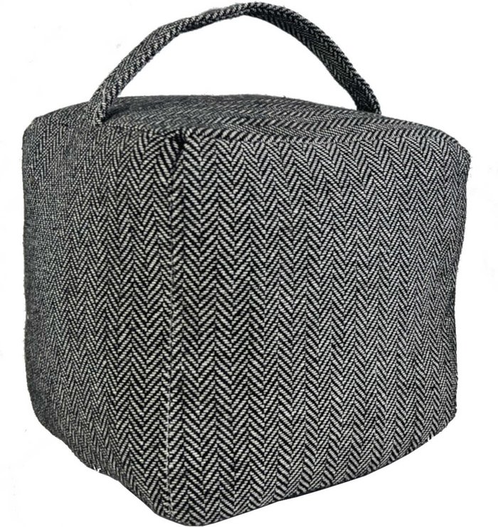 The Range | Oypla Oypla Herringbone Fabric Heavy Weighted Cube Door Stop Stopper with Handle Oypla Oypla Herringbone Fabric Heavy Weighted Cube Door Stop Stopper with Handle