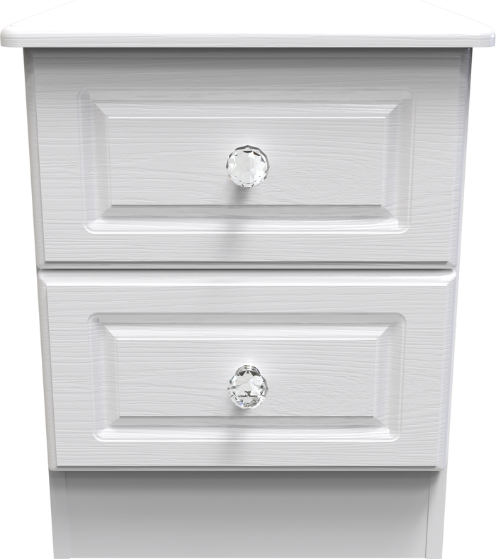 The Range | Lisbon Ready Assembled Two Drawer Bedside Cabinet White Lisbon Ready Assembled Two Drawer Bedside Cabinet White