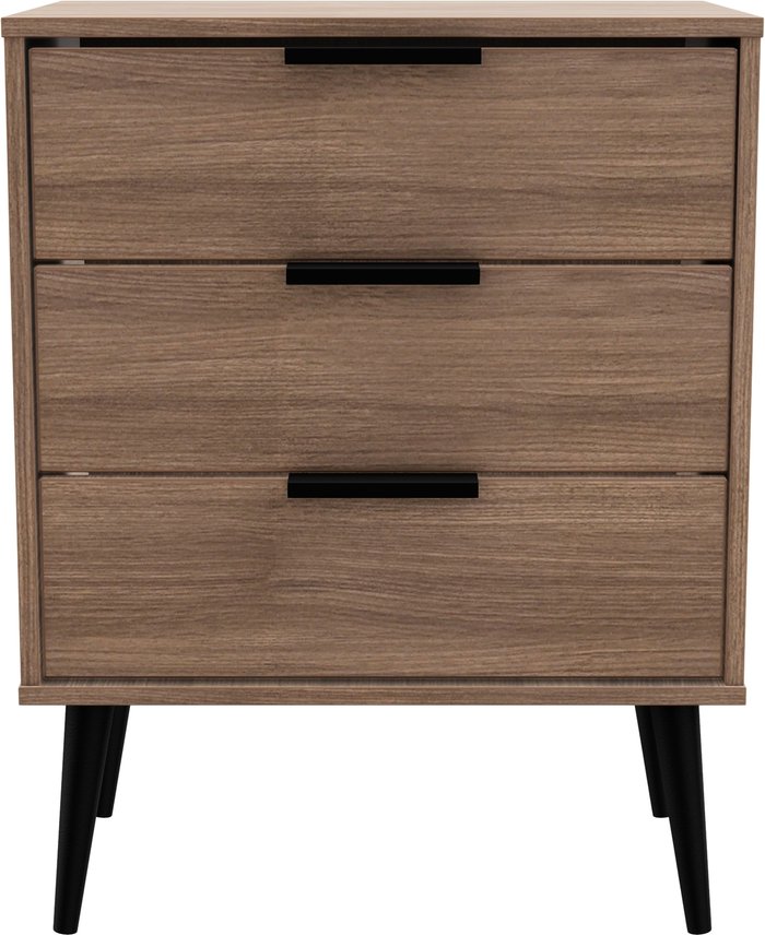 The Range | Hong Kong Ready Assembled 3 Drawer Midi Chest - Carini Walnut Hong Kong Ready Assembled 3 Drawer Midi Chest - Carini Walnut