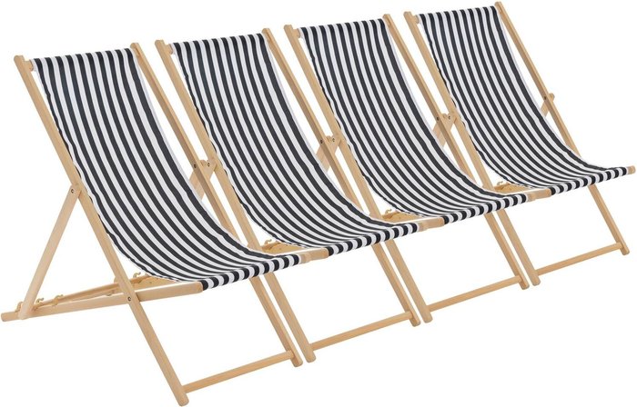 The Range | Harbour Housewares Wooden Folding Garden Sun Lounger Deck Chair x4 - Black Harbour Housewares Wooden Folding Garden Sun Lounger Deck Chair x4 - Black