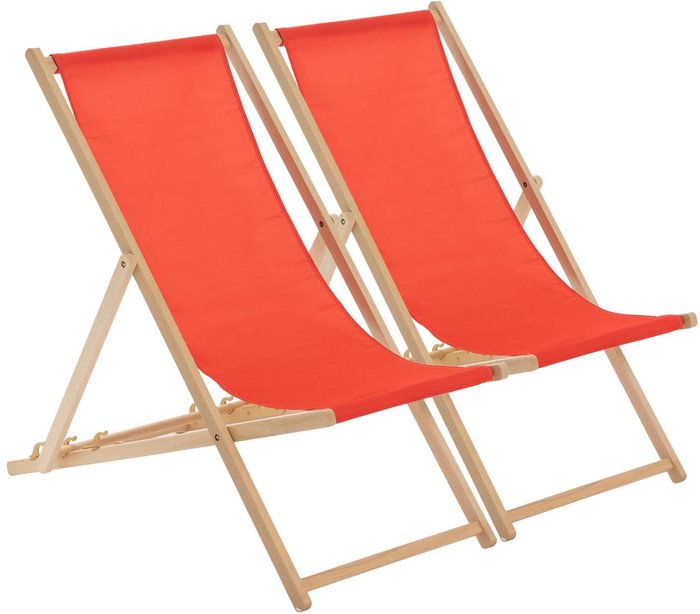 The Range | Harbour Housewares Wooden Folding Garden Sun Lounger Deck Chair x2 - Red Harbour Housewares Wooden Folding Garden Sun Lounger Deck Chair x2 - Red