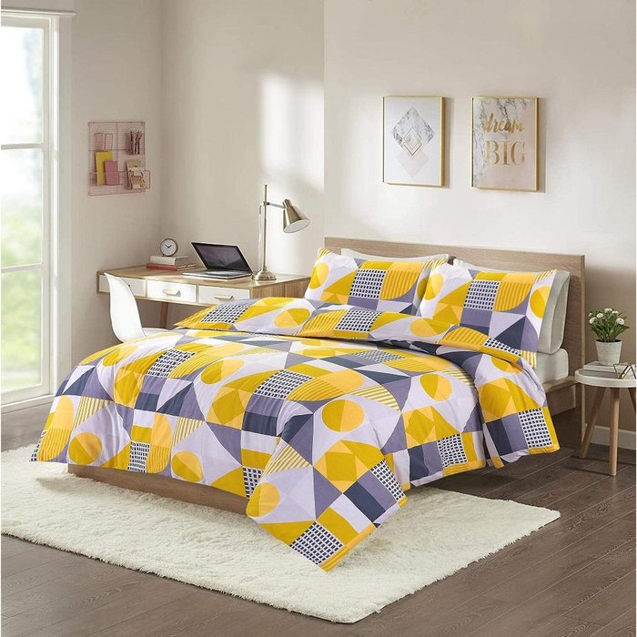 The Range | HomeSpace Direct Scott Geometric Duvet Cover Set - Yellow / Double HomeSpace Direct Scott Geometric Duvet Cover Set - Yellow / Double