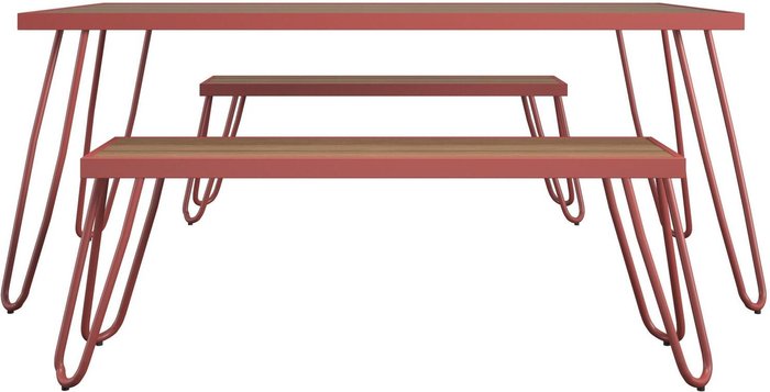 The Range | Dorel Dorel Paulette Table and Bench Set - Red Dorel Dorel Paulette Table and Bench Set - Red