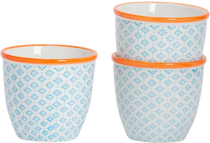 The Range | Nicola Spring 14cm Hand-Printed Plant Pot Pack of 3 - Blue Nicola Spring 14cm Hand-Printed Plant Pot Pack of 3 - Blue