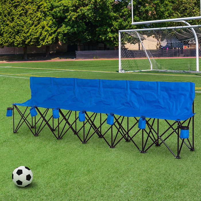 The Range | Outsunny Folding Bench Multi Deck Chair With Cup Holder - Blue Outsunny Folding Bench Multi Deck Chair With Cup Holder - Blue