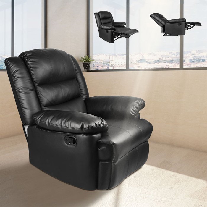 The Range | Bigzzia Adjustable Leather Recliner Chair with Armrests - Black Bigzzia Adjustable Leather Recliner Chair with Armrests - Black
