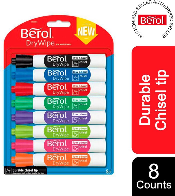The Range | Berol Berol Whiteboard Marker Dry Wipe Assorted Colours - Chisel Tip / 5mm Berol Berol Whiteboard Marker Dry Wipe Assorted Colours - Chisel Tip / 5mm