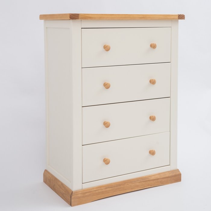 The Range | Cabinet Bits Trevi 4 Drawer Petite Chest - White / Wood Cabinet Bits Trevi 4 Drawer Petite Chest - White / Wood