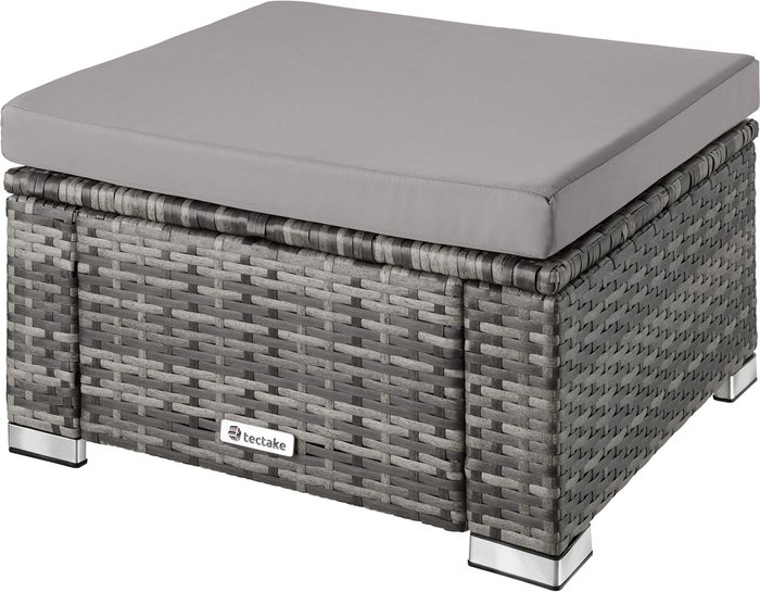 The Range | TECTAKE Tectake Footstool Rattan - Dark Grey TECTAKE Tectake Footstool Rattan - Dark Grey