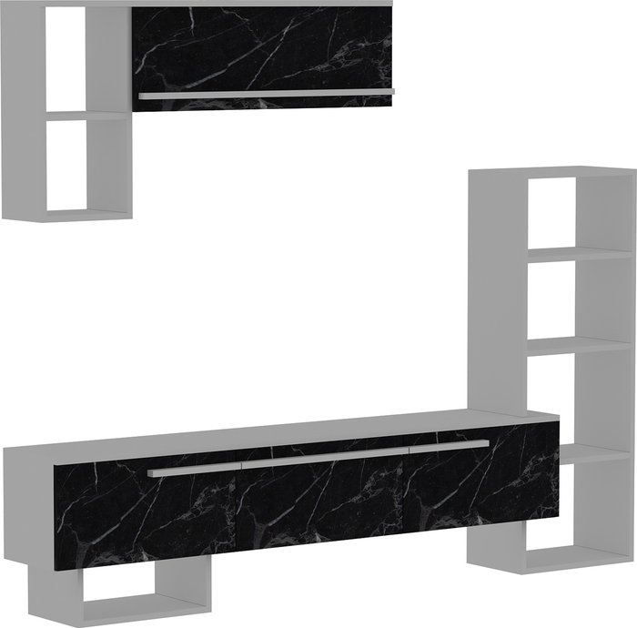The Range | Destina Home Franci TV Stand and Media Console - White - Black Marble Effect Destina Home Franci TV Stand and Media Console - White - Black Marble Effect