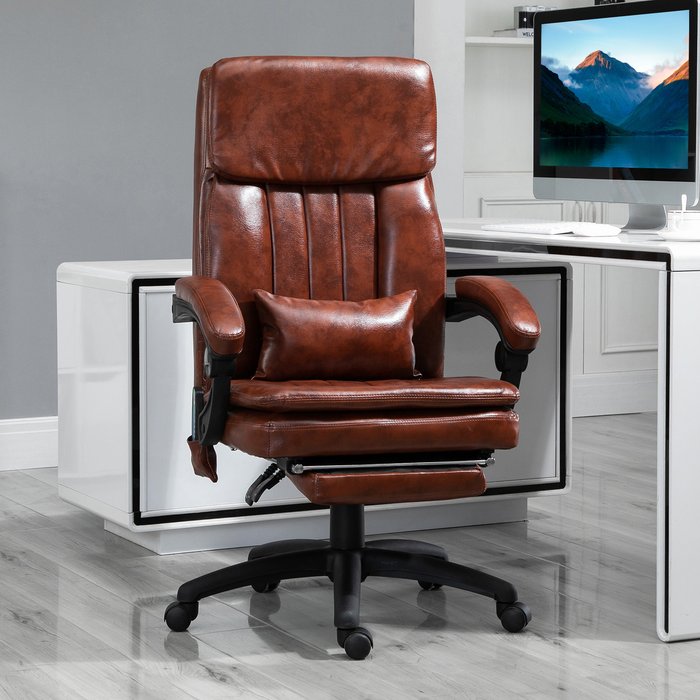 The Range | Vinsetto Executive Office Chair with 7 Massage Points Headrest and Footrest - Brown Vinsetto Executive Office Chair with 7 Massage Points Headrest and Footrest - Brown