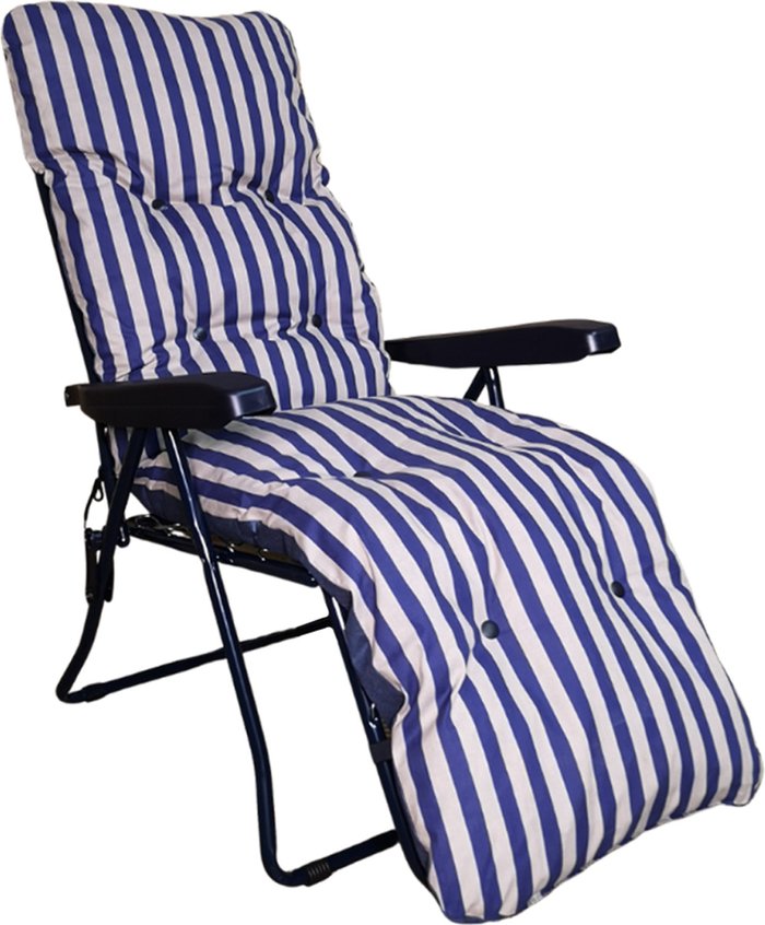 The Range | Samuel Alexander Samuel Alexander Padded Garden Sun Lounger With Blue Stripes Samuel Alexander Samuel Alexander Padded Garden Sun Lounger With Blue Stripes