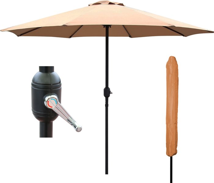 The Range | GlamHaus Glamhaus Garden Table Parasol With Crank Handle For Outdoors - Sand GlamHaus Glamhaus Garden Table Parasol With Crank Handle For Outdoors - Sand