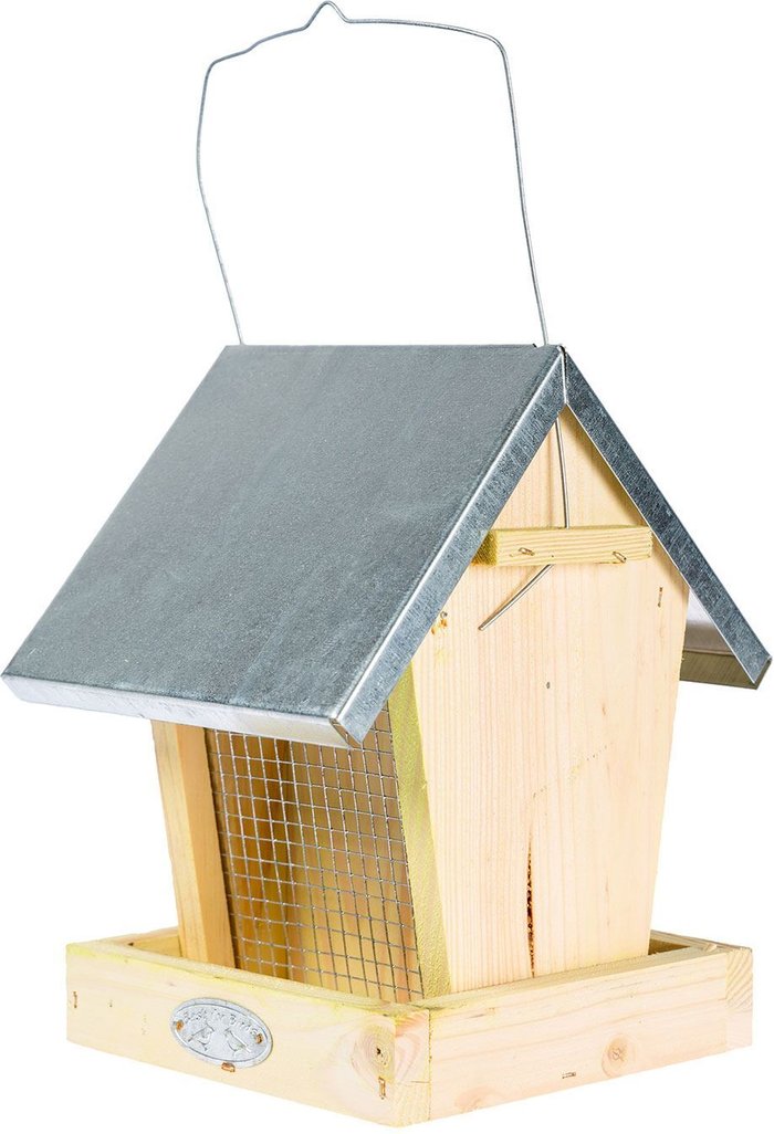 The Range | Homescapes Wooden Hanging Bird Box Hopper Feeder - Yellow Homescapes Wooden Hanging Bird Box Hopper Feeder - Yellow