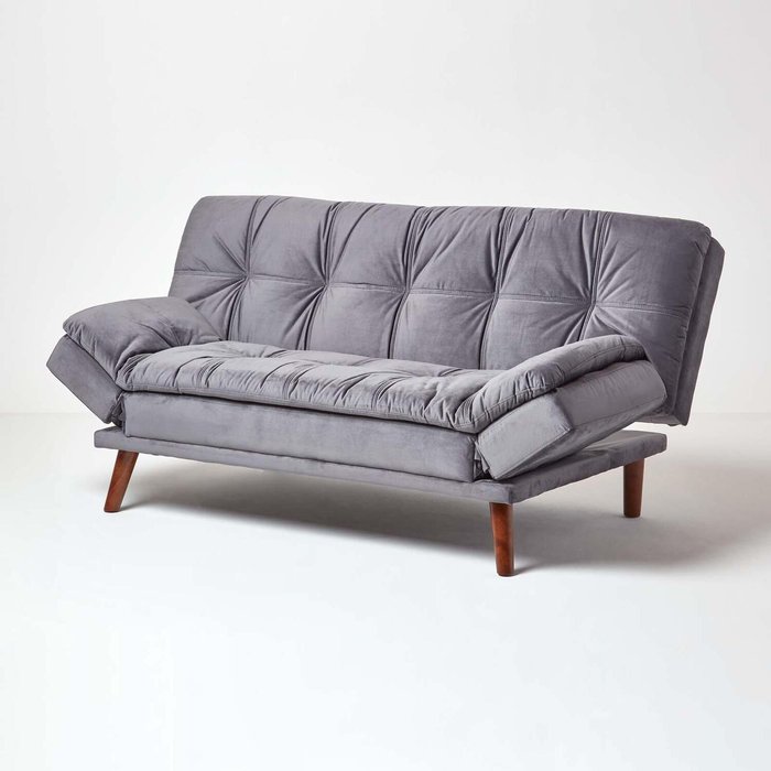 The Range | Homescapes Bailey Velvet Large 2 Seater Sofa Bed - Dark Grey Homescapes Bailey Velvet Large 2 Seater Sofa Bed - Dark Grey