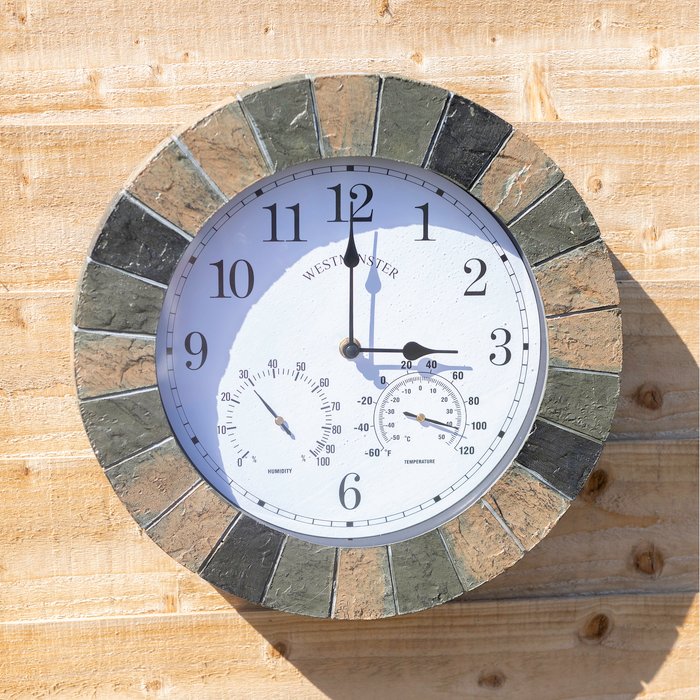 The Range | Garden Mile Stone Effect Garden Wall Clock - Cream Garden Mile Stone Effect Garden Wall Clock - Cream