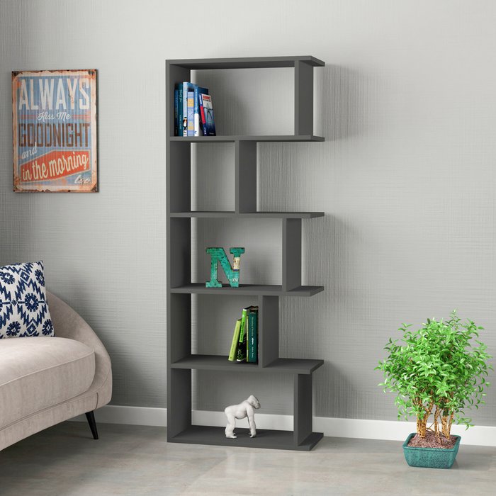 The Range | Decortie Tapi Modern Bookcase Display Unit - Anthracite Grey Decortie Tapi Modern Bookcase Display Unit - Anthracite Grey