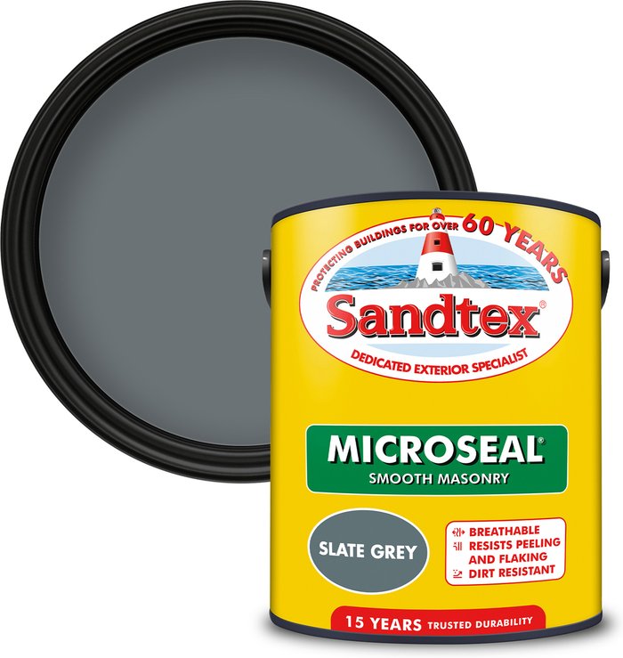 The Range | Sandtex Sandtex Slate Grey Smooth Matt Masonry Paint, 5L Tub Sandtex Sandtex Slate Grey Smooth Matt Masonry Paint, 5L Tub