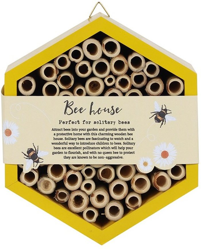 The Range | KDMK Wooden Bee House Charming Bee Hotel for Garden Pollinators - Yellow KDMK Wooden Bee House Charming Bee Hotel for Garden Pollinators - Yellow