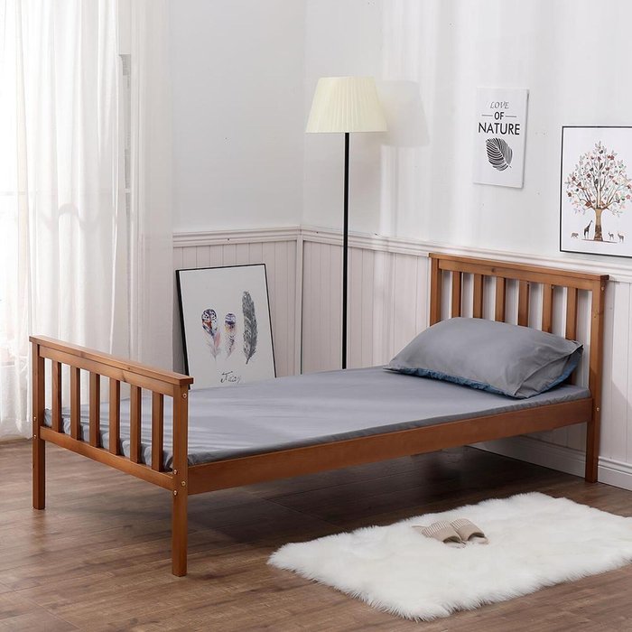 The Range | Home Source Florida Slatted Wooden Bed Frame - Caramel Home Source Florida Slatted Wooden Bed Frame - Caramel