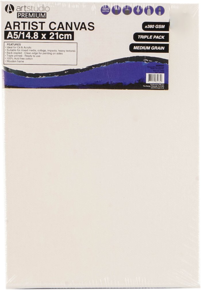 The Range | Art Studio Pack of Three Art Studio Artist Canvases - A5 Art Studio Pack of Three Art Studio Artist Canvases - A5