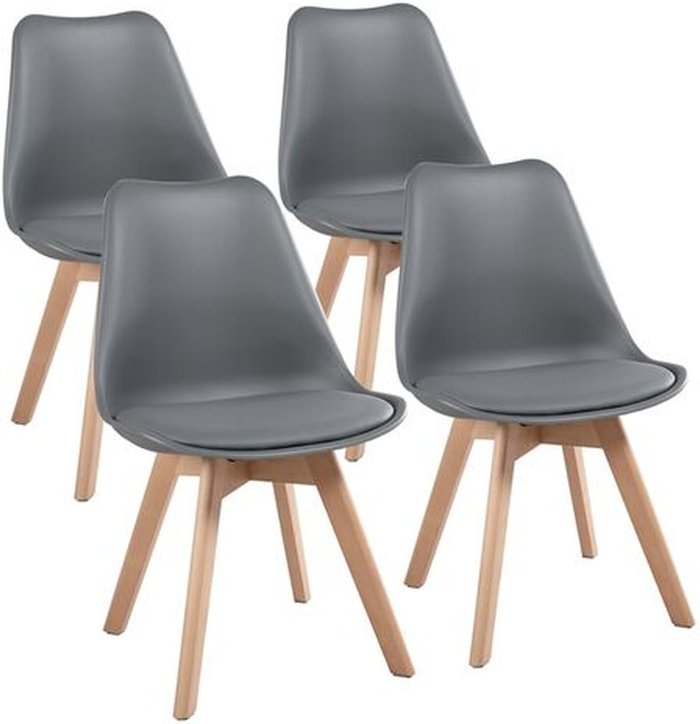 The Range | Kosy Koala Dark Grey 4 Wood Tulip Dining Chairs - Dark Grey Kosy Koala Dark Grey 4 Wood Tulip Dining Chairs - Dark Grey