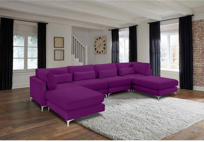 The Range | Simply Eleganza Finley Full Back Large Corner U Shape Sofa - Purple Simply Eleganza Finley Full Back Large Corner U Shape Sofa - Purple