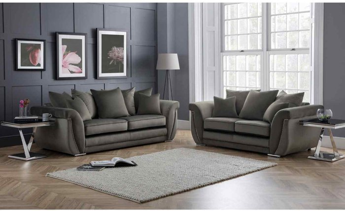 The Range | Simply Eleganza Luca 3 Plus 2 Seater Scatterback Sofa Set - Grey Simply Eleganza Luca 3 Plus 2 Seater Scatterback Sofa Set - Grey