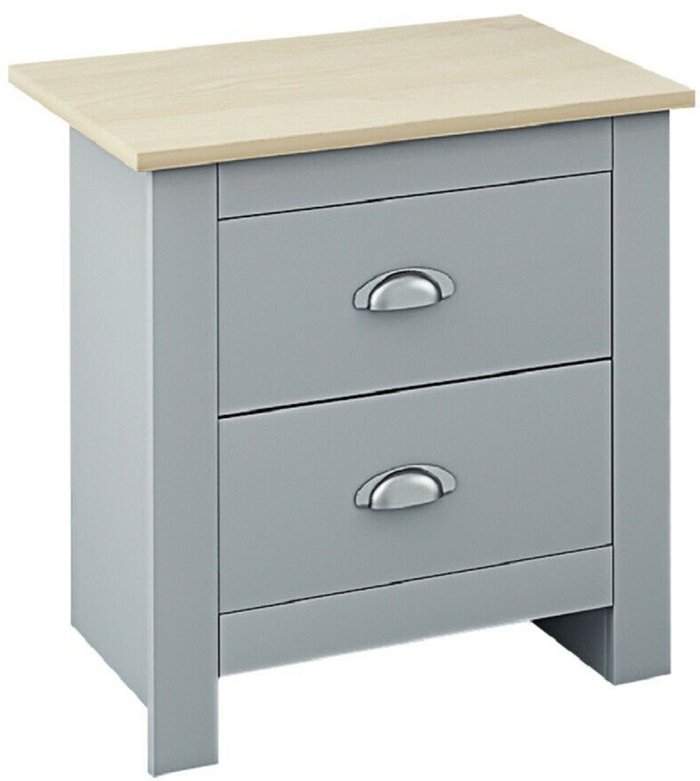 The Range | FWStyle Traditional Grey 2 Drawer Bedside - Grey FWStyle Traditional Grey 2 Drawer Bedside - Grey