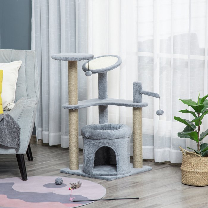 The Range | PawHut Pawhut Cat Tree Tower & Kitten Scratching Post W/ Condo - Grey PawHut Pawhut Cat Tree Tower & Kitten Scratching Post W/ Condo - Grey