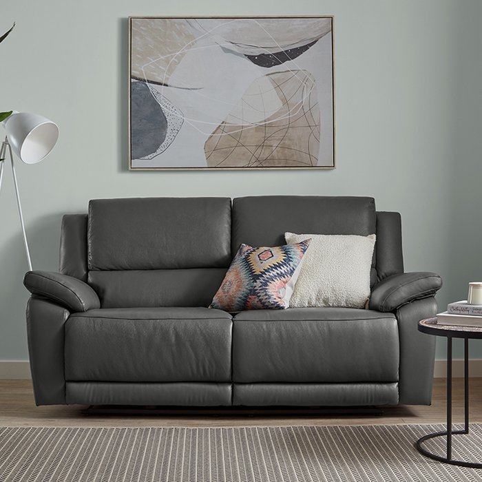 The Range | Sorrento Power Leather Recliner 3 Seater Sofa - Grey Sorrento Power Leather Recliner 3 Seater Sofa - Grey
