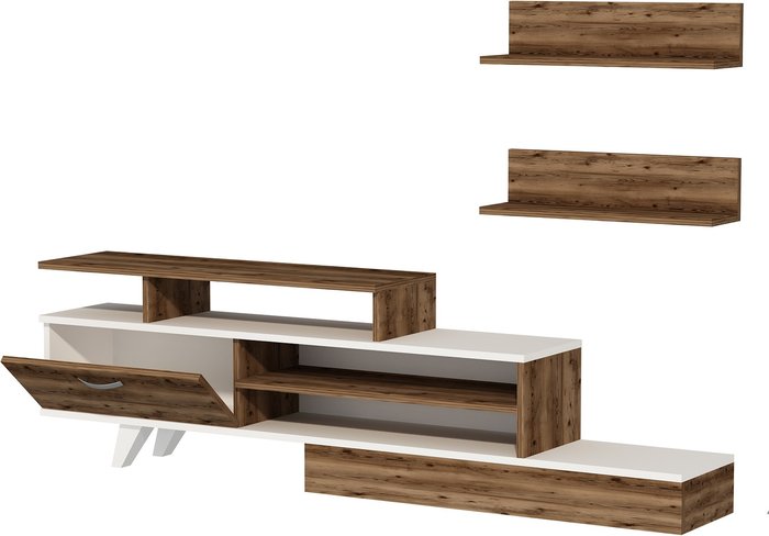 The Range | Destina Home Willow TV Stand and Entertainment Center - Light Walnut - White Destina Home Willow TV Stand and Entertainment Center - Light Walnut - White