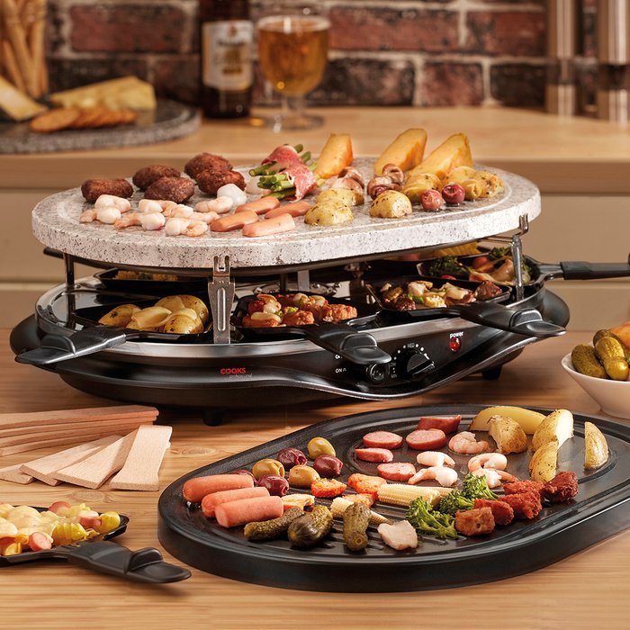 The Range | Cooks Professional Cooks Professional G1288 Stone Raclette With Traditional Plate - Black Cooks Professional Cooks Professional G1288 Stone Raclette With Traditional Plate - Black