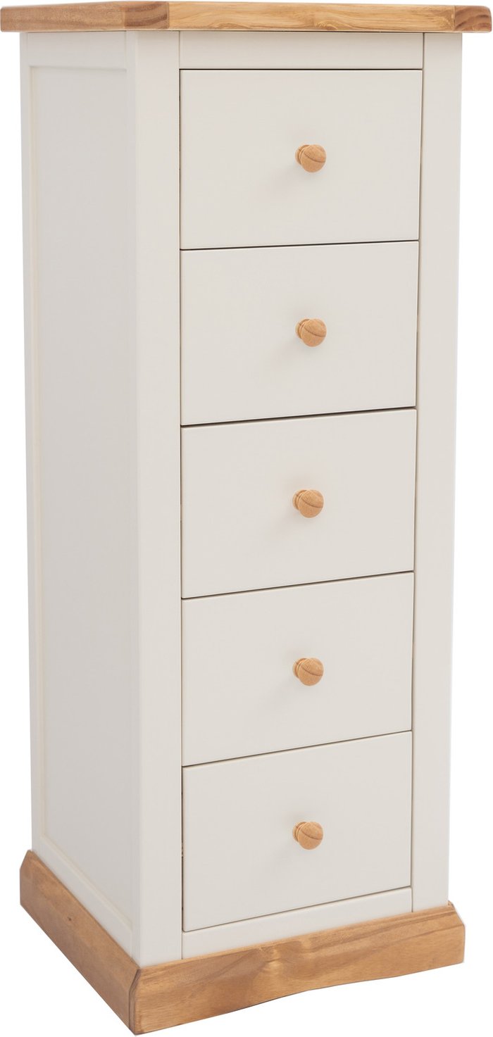 The Range | Cabinet Bits Trevi 5 Drawer Narrow Chest - White / Wood Cabinet Bits Trevi 5 Drawer Narrow Chest - White / Wood