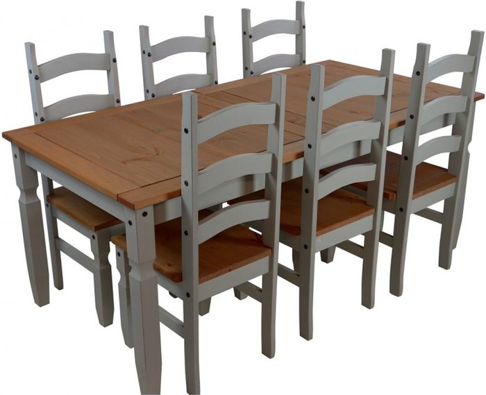 The Range | Mercers Furniture Corona Grey Wax 6ft Dining Table 6 Chairs - Distressed Grey Wax Mercers Furniture Corona Grey Wax 6ft Dining Table 6 Chairs - Distressed Grey Wax